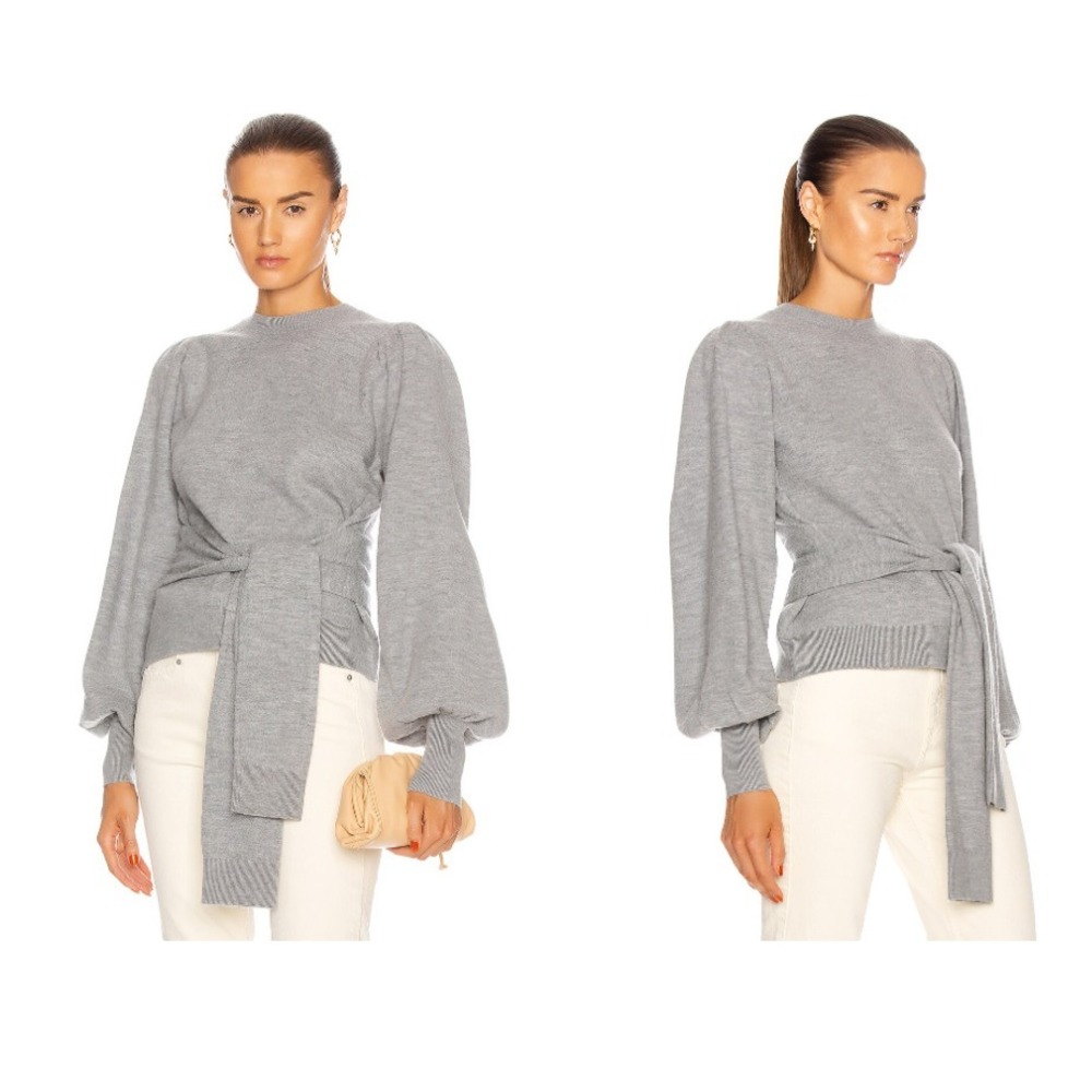 Ulla Johnson Rubi Pullover Women's 100% MERINO WOOL Sweater Tie-Front Size P (S)